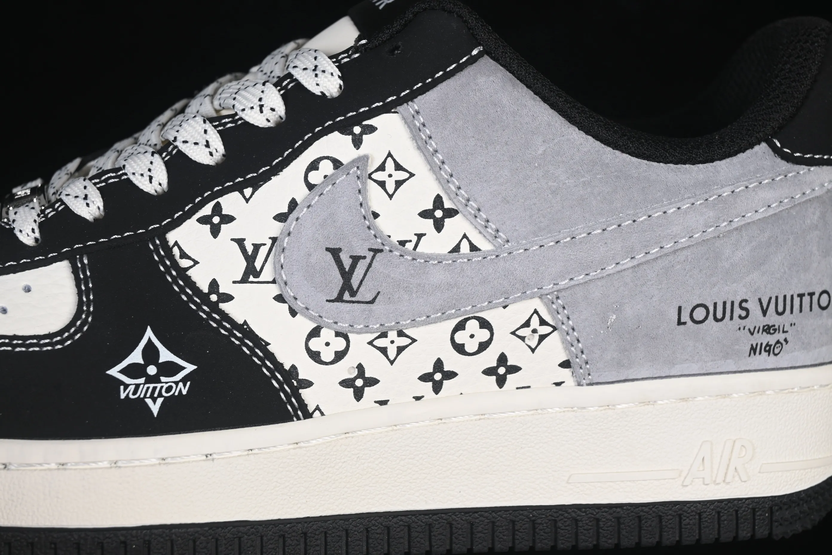 All categories Nk Air Force 1 Air Force series Nk Air Force 1 Low Air Force low-top Nike Air Force 1'07 Low black and white gray color Air Force 1 low-top casual sneakers KG6699-F28